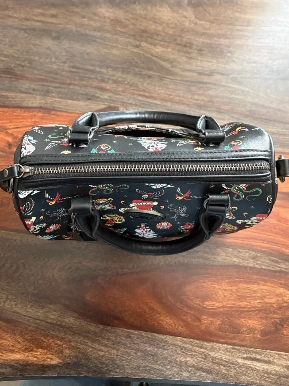 Ed Hardy Tattoo Print Satchel Handbag